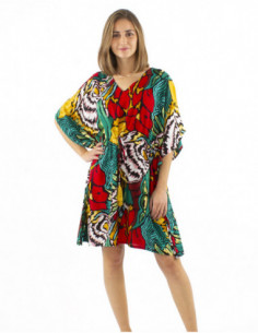 Robe de plage coupe kaftan motif coloré original