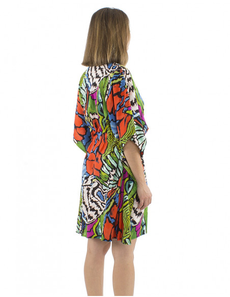 Robe de plage coupe kaftan motif coloré original