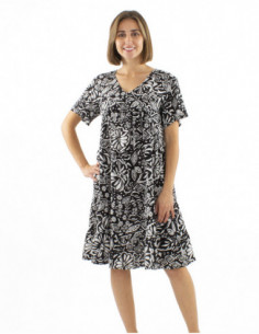 Robe mi-longue bohème originale motif abstrait