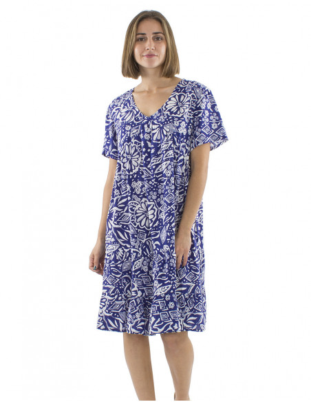 Mid-long dress original flowery pattern