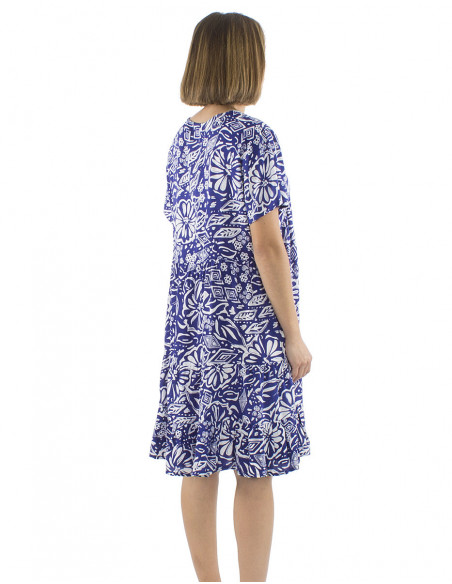 Robe mi-longue bohème originale motif abstrait