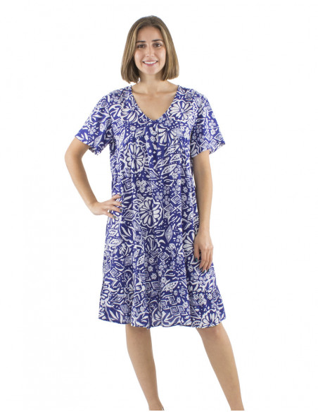 Robe mi-longue bohème originale motif abstrait