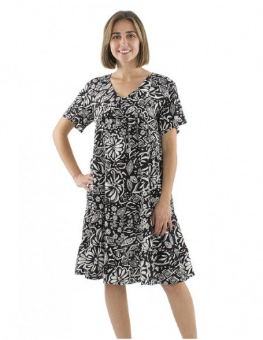 Robe mi-longue motif original fleuri