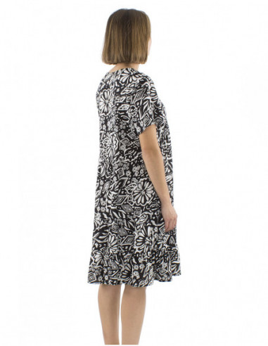 Robe mi-longue motif original fleuri