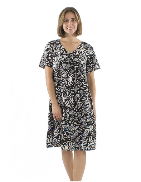 Robe mi-longue bohème originale motif abstrait