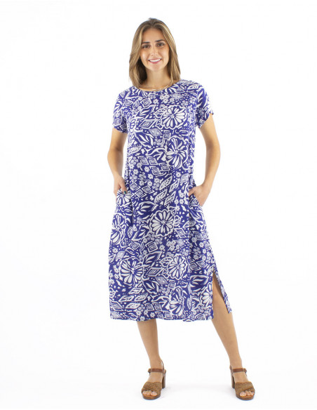 Robe midi bohème originale motif abstrait