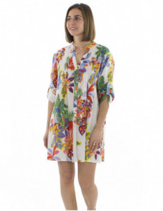 Robe tunique motif tropical coloré 2