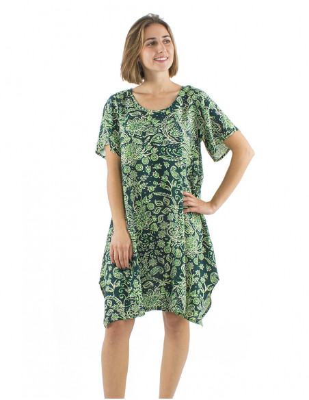 Robe courte motif cachemire ethnique coupe parapluie