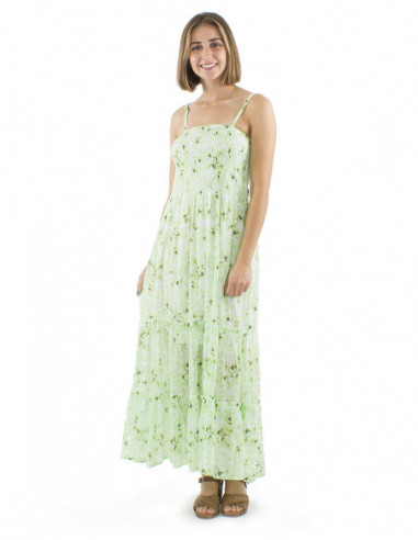 Robe longue bohème romantique fleurie à fines bretelles