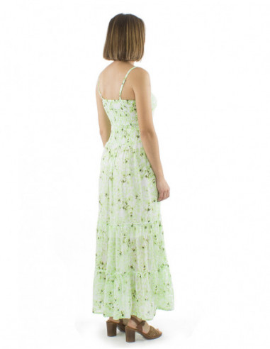 Robe longue bohème romantique fleurie à fines bretelles