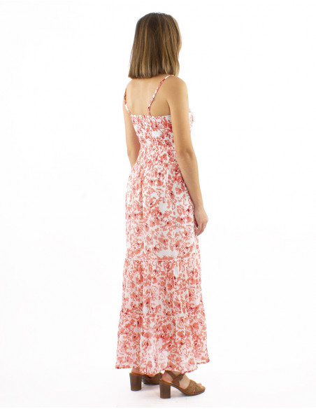 Robe longue bohème romantique fleurie à fines bretelles