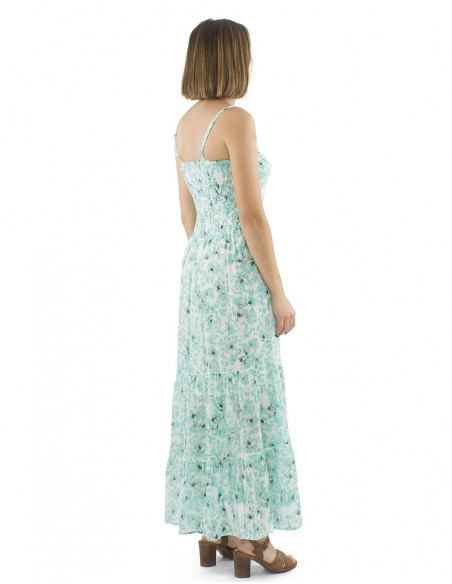 Robe longue bohème romantique fleurie à fines bretelles