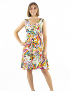 Mid-long dress leaf pattern