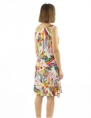Robe mi-longue motif feuille