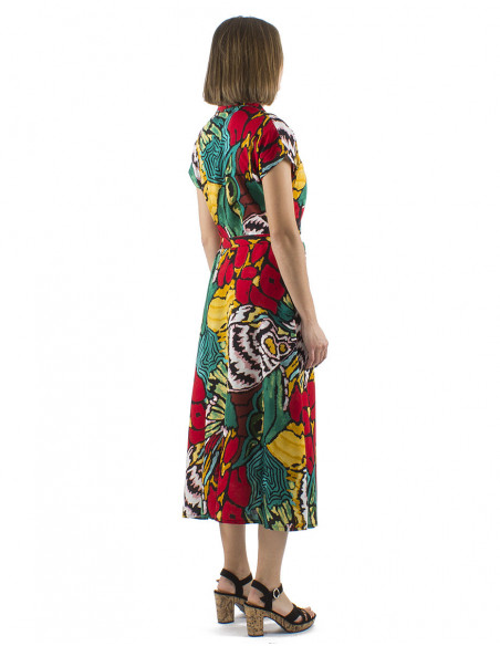 Robe longue motif original coloré tropical