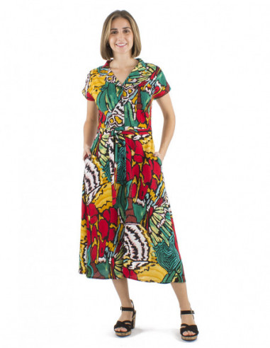 Robe longue motif original coloré tropical