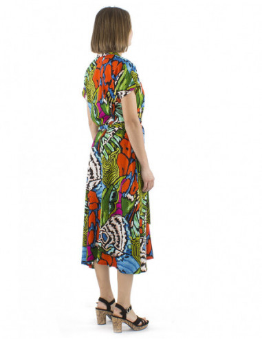 Robe longue motif original coloré tropical