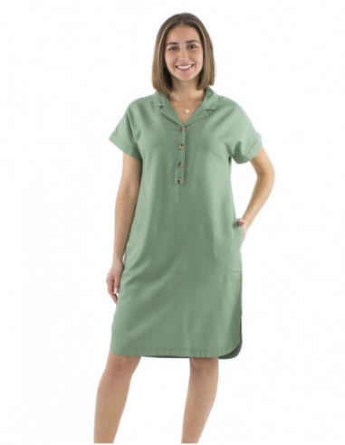 Mid-length chic dress with linen