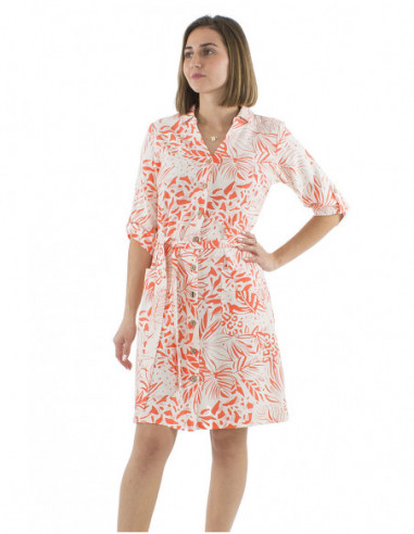 Robe mi-longue motif jungle avec ceinture