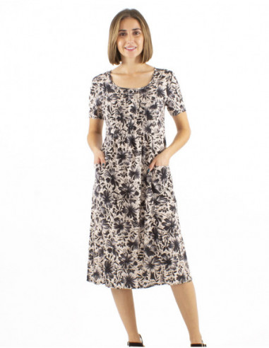 Robe midi bohème motif fleuri