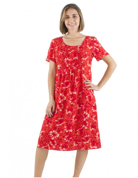 Robe midi bohème manches courtes