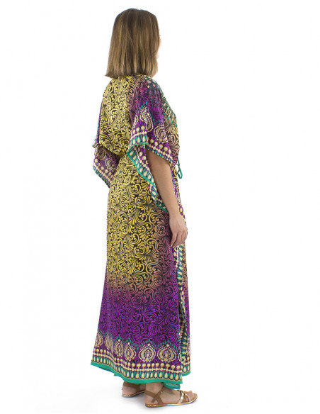 Robe longue coupe kaftan multicolore