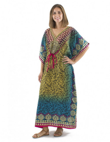Robe longue coupe kaftan multicolore