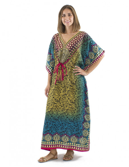 Multicolored kaftan long dress