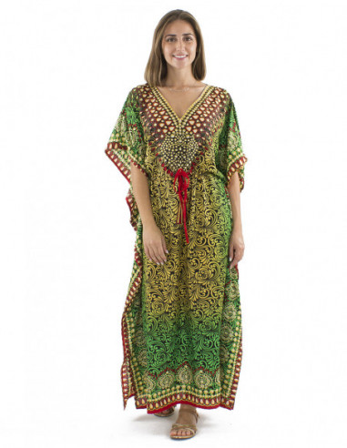 Robe longue kaftan multicolore