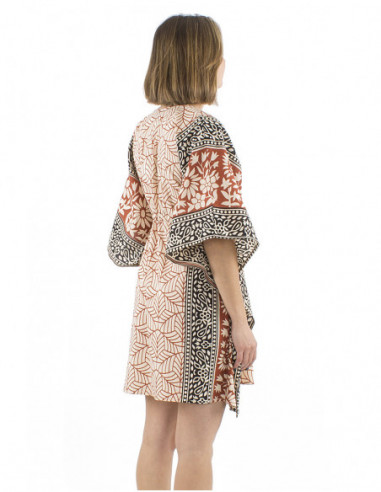 Robe kaftan courte motif ethnique