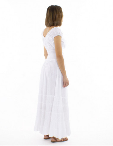 Robe longue bohème broderies anglaises coton