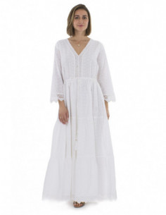 Robe longue bohème broderies anglaises coton 2