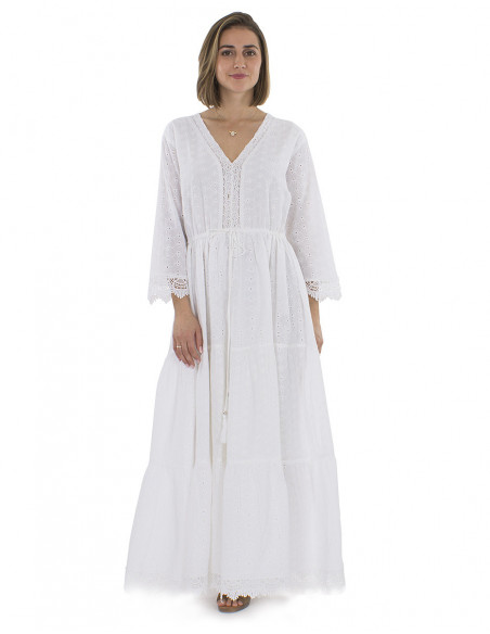 Boho long dress english embroidery