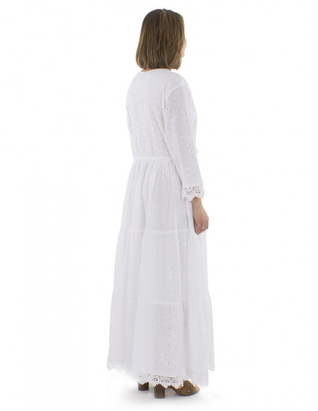 Boho long dress english embroidery