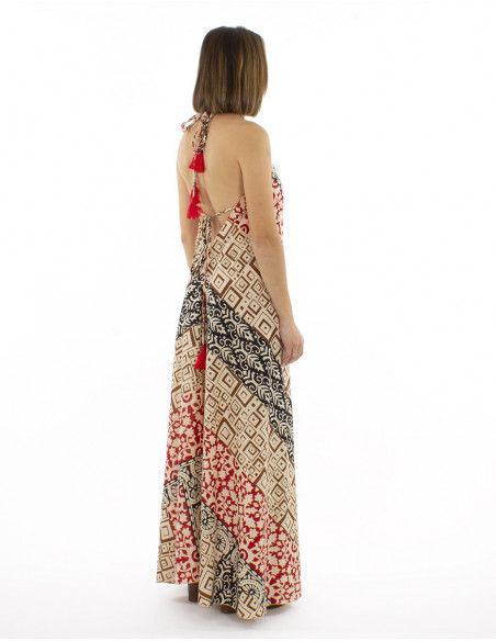 Long backless dress ethnic style