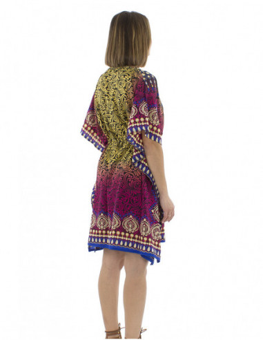 Robe kaftan motif multicolore