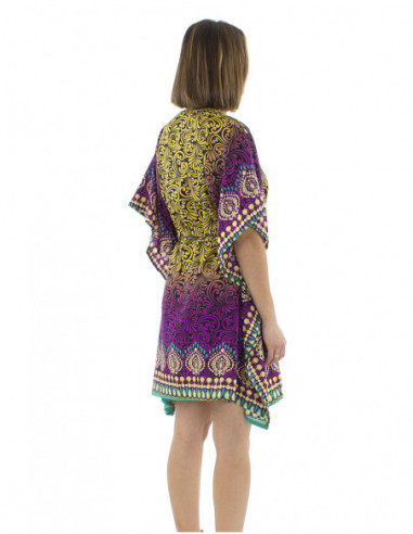 Robe kaftan motif multicolore