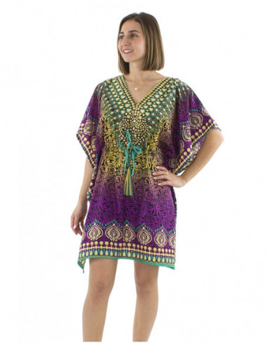 Robe de plage kaftan multicolore