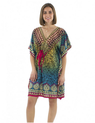 Robe de plage kaftan multicolore
