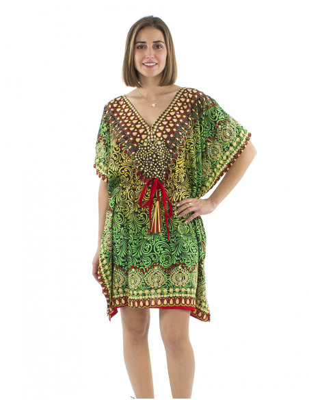 Robe de plage kaftan multicolore