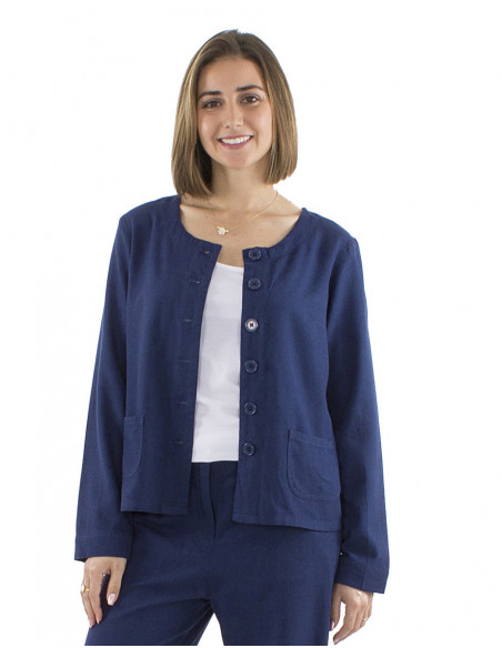Chic short jacket with linen