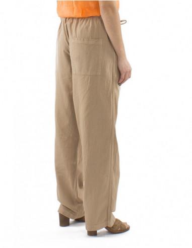 Pantalon droit large bohème chic coton