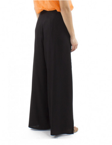 Pantalon paréo fluide style bohème chic, tissu uni