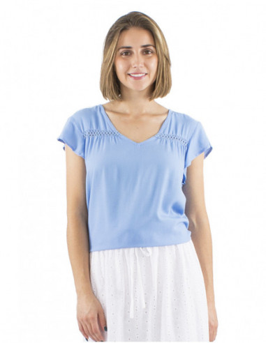 Plain short-sleeved viscose T-shirt