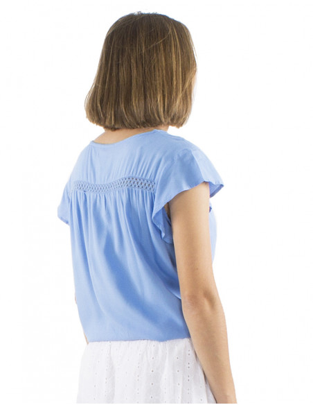 Plain short-sleeved viscose T-shirt