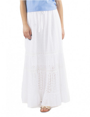 Jupe longue bohème broderies anglaises, coton