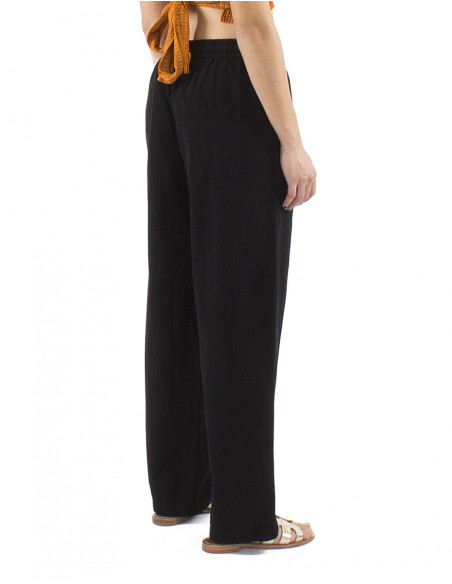 Pantalon droit large bohème chic coton