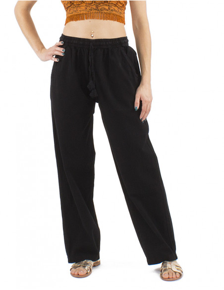 Pantalon droit large bohème chic coton