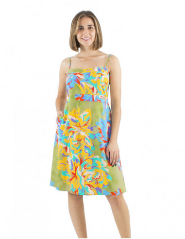 Robe à bretelles boho chic colorée