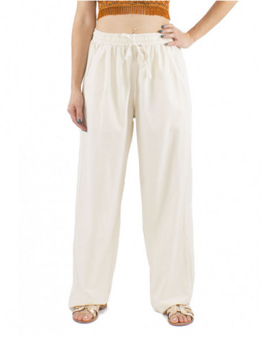 Pantalon droit large bohème chic coton
